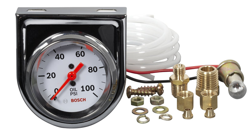  [AUSTRALIA] - Bosch SP0F000044 Style Line 2" Mechanical Oil Pressure Gauge (White Dial Face, Chrome Bezel)