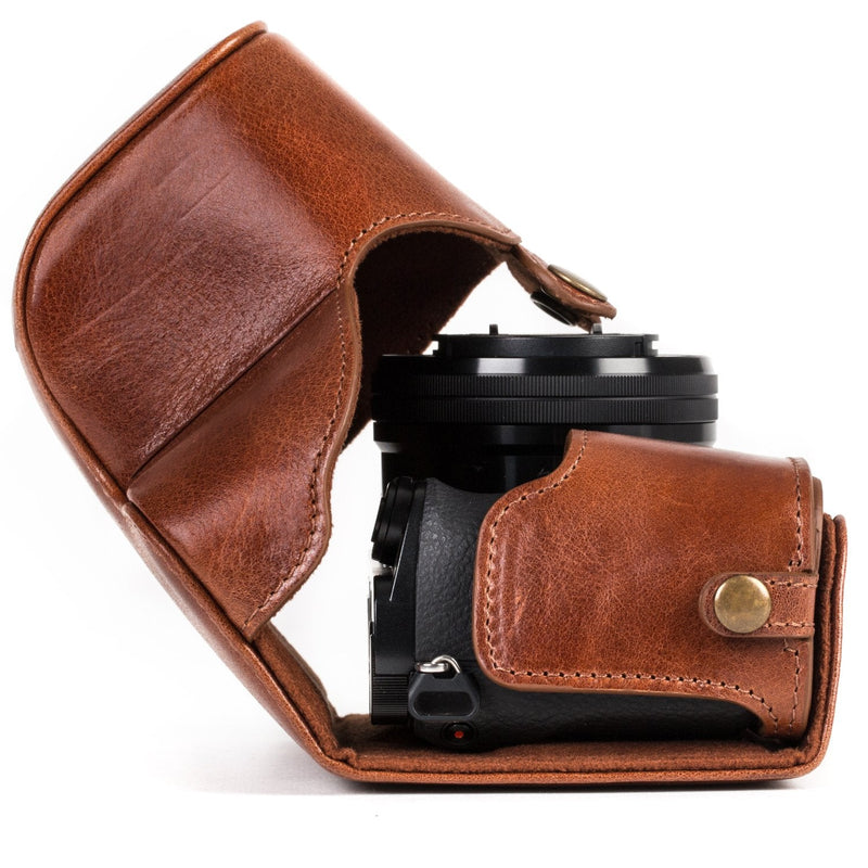  [AUSTRALIA] - MegaGear Ever Ready MG559 Genuine Leather Camera Case, Bag for Sony Alpha A6000, A6300 with 16-50mm (Dark Brown) Dark Brown