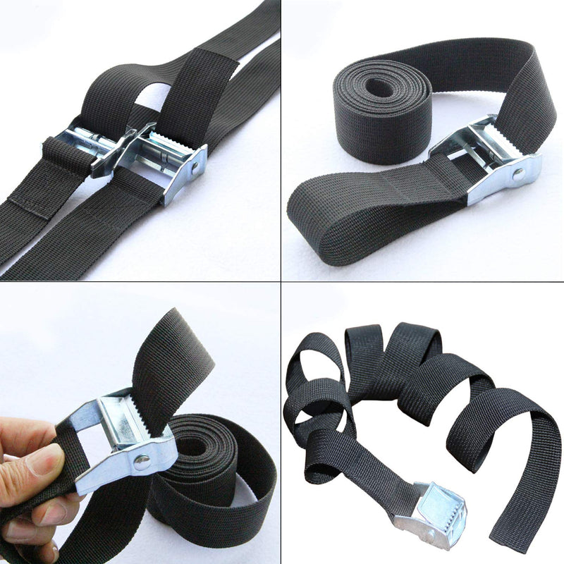  [AUSTRALIA] - IronBuddy 6.5' x 1" Tie Down Straps Lashing Straps Black Nylon Heavy Dust Cargo Tie Down Straps with Zinc Alloy Lock Buckle Up to 600lbs, Pack of 4 (6.5ft)