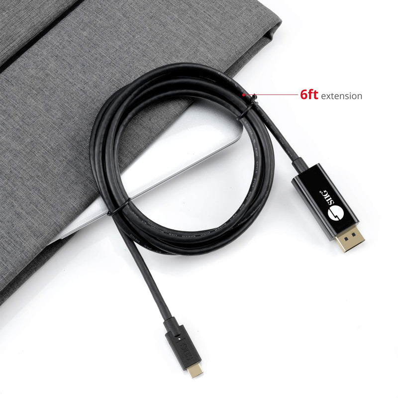  [AUSTRALIA] - SIIG 6.6ft USB-C to DisplayPort Active Cable, DP 1.2 4K60, Portable for Windows & Mac laptops or Smartphone & Tablet, USB-C DP Alt Mode Required (CB-TC0K11-S1) USB C to DisplayPort
