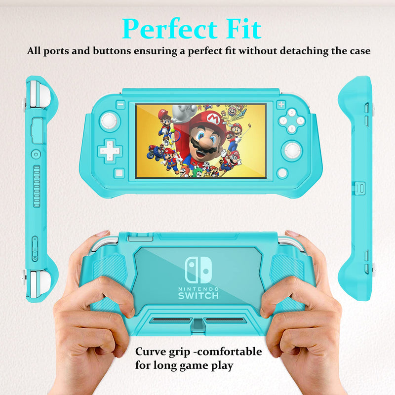  [AUSTRALIA] - Protective Case for Nintendo Switch Lite, Full Protection Switch Lite Cover, TPU Shock-Absorption and Anti-Scratch for Nintendo Switch Lite Skin with Bult-in Screen Protector & Thumb Grip Caps, Blue