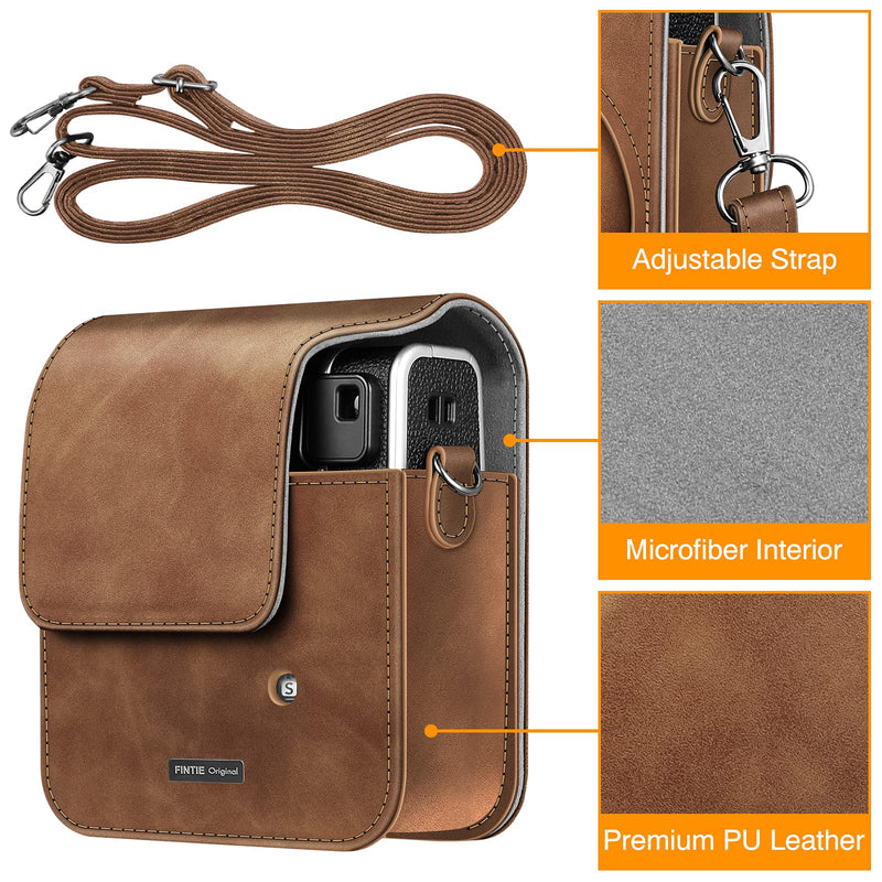  [AUSTRALIA] - Fintie Protective Case for Fujifilm Instax Mini 40 Instant Camera - Premium Vegan Leather Bag Cover with Removable Adjustable Strap, Rustic Brown Z-Rustic Brown