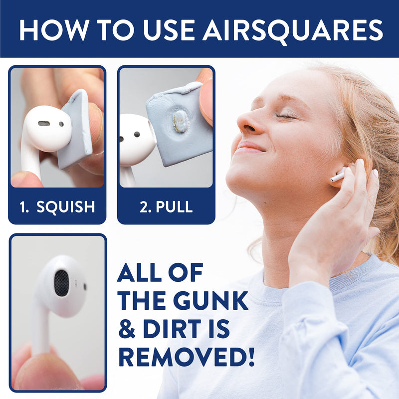  [AUSTRALIA] - AirSquares Earbud Cleaning Putty for Apple AirPods, Remove Ear Wax, Dirt & Gunk from Devices w/ Small Crevices, AirPod Cleaner Kit Compatible w/ EarPods, Earphones, Headphones & Hearing Aids (12 Pack) White 12 Pack
