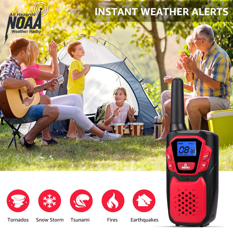  [AUSTRALIA] - Walkie Talkies for Adult,Rechargeable Long Range Walky Talky with Batteries and Charger,Portable Two Way Radio with NOAA Weather Alert for Hiking Camping and Skiing(Blue and Red 2 Pack) pack of two Blue & Red