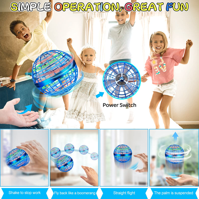  [AUSTRALIA] - HahaBall Flying Ball Toys【2021 Upgraded】Magic Flying Ball Toy 360°Rotating Hover Ball Flying Ball Drone Flying Spinner Toys Space Boomerang Ball with LED Lights for Kids Adult Christmas Birthday Gift Blue