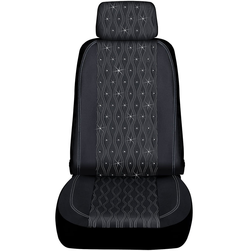  [AUSTRALIA] - Pilot Automotive SWR-0111 Black Swarovski Wavy Stitch Seat Cover, 1 Piece