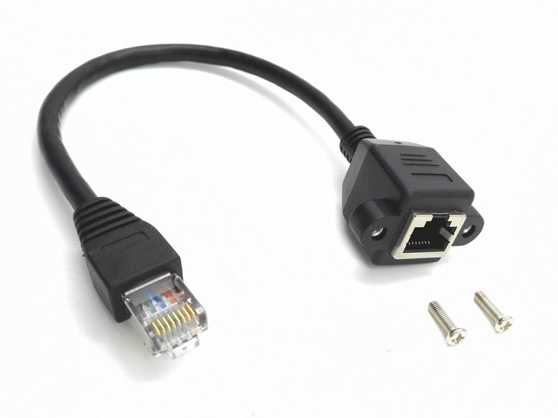 zdyCGTime 10inch Cat6e RJ45 M/F Shielded Ethernet Network Screw Panel Mount Extension Cable (10inch RJ45) - LeoForward Australia