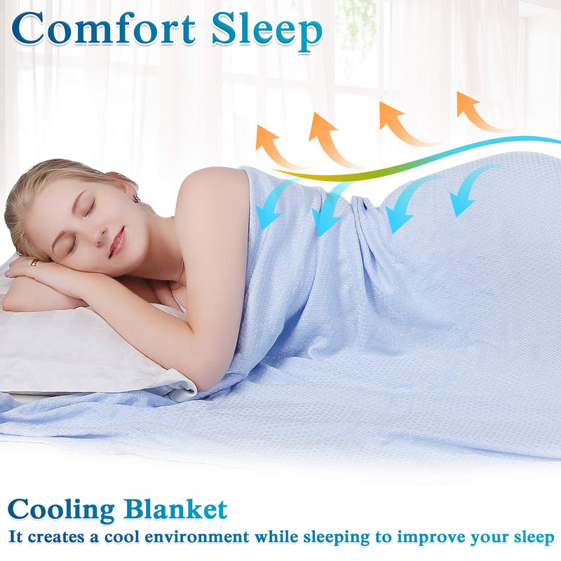  [AUSTRALIA] - Kpblis Cooling Bamboo Blankets for Hot Sleepers, Lightweight Summer Big Cool Blankets Twin Size, Thin Bamboo Extra Cool Throw Blankets for Hot Flashes (59x79 inches, Blue) 59x79 inches