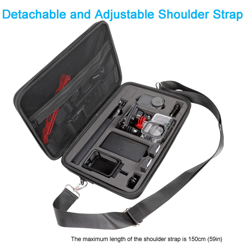  [AUSTRALIA] - PellKing Large Carrying Case for DJI OSMO Action 3 Camera,Hard Shell with Shoulder Strap EVA Shoulder Bag for DJI Action3 Camera and Accessories