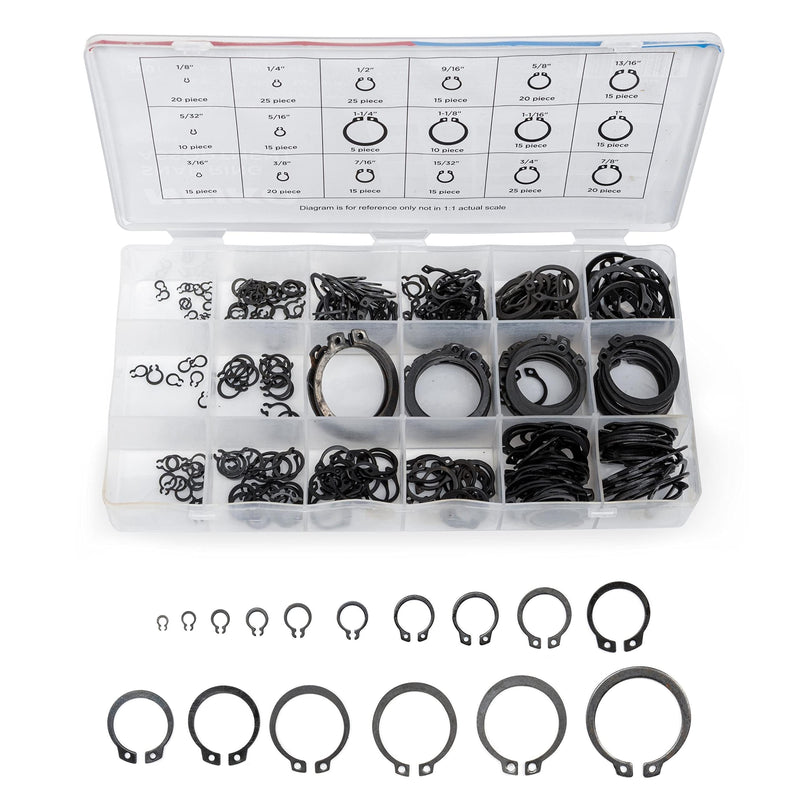  [AUSTRALIA] - NEIKO 50458A Snap Ring Shop Assortment | 300 Piece Retaining Ring Set | 18 Sizes (1/8" - 1-1/4") | Heat-Treated Hardened Steel | Secure Parts on Grooved Shafts, Pins, Studs, etc. Snap Ring Set (300 pcs)