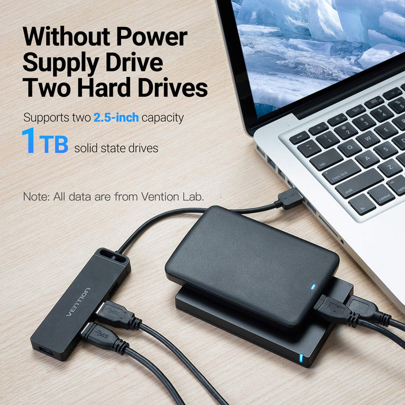 USB 2.0 Hub, VENTION USB Hub 4-Port Splitter with Charging Port for Notebook PC, USB Flash Drives, Mobile HDD for MacBook Pro, iMac, Surface Pro, XPS (0.5FT/0.15m) 0.5FT - LeoForward Australia
