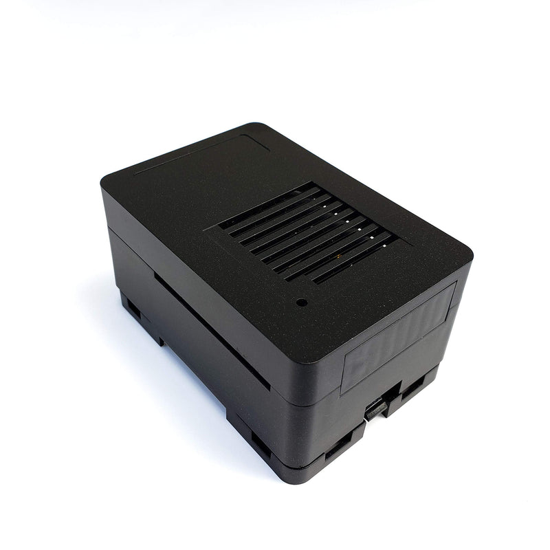  [AUSTRALIA] - MaticBox4 Case for Raspberry Pi 4 – Low Profile, Stackable, Universally Mountable DIN Rail, Automation Friendly, Fan Support (Black Metallic) Black Metallic