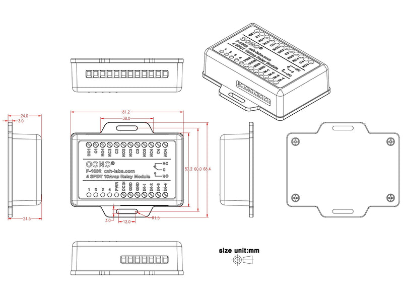  [AUSTRALIA] - OONO 4 SPDT 10Amp Power Relay Module for Raspberry Pi etc IoT Project, DC5V Version DC 5V