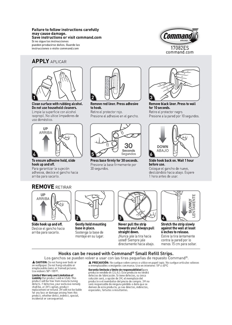 Command Small Designer Hooks, White, 8-Hooks, 16-Strips, Organize Damage-Free 8 Hooks - LeoForward Australia