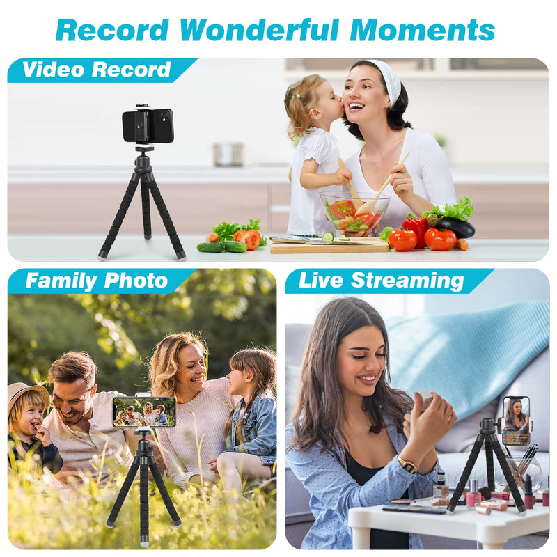  [AUSTRALIA] - Phone Tripod Bundle with Flexible iPhone Tripod with Bluetooth Remote and Cold Shoe for Video Recording/Streaming/Photography, Compatible with All Cell Phone/Sony/Gopro