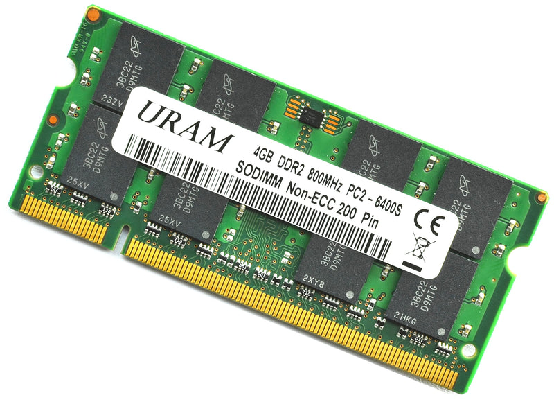  [AUSTRALIA] - URAM DDR2 SDRAM 4GB(Single) RAM 800MHz 2RX8 PC2 6400S PC2 6400 PC2 6300 200 Pin Micron Chip RAM Laptop Memory Module Upgrade