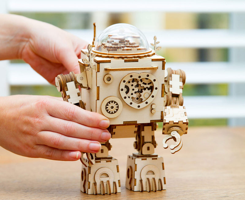Think Gizmos 3D Wooden Puzzle for Adults & Teenagers – Robot Music Box Brain Teaser Building Kit with Working Music Box – Awesome 3D Jigsaw Gift for Men, Women and Kids 12+ - LeoForward Australia