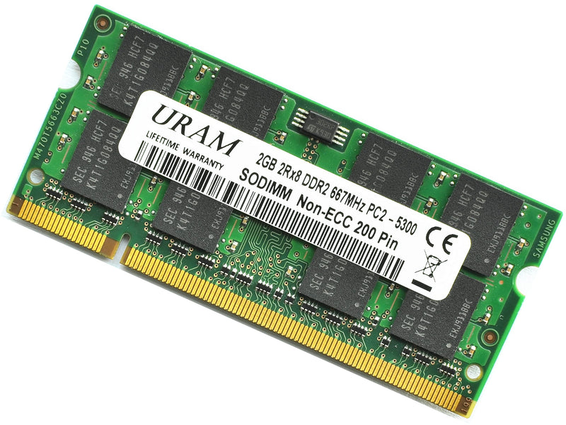  [AUSTRALIA] - URAM DDR2 SDRAM 2GB 667MHz PC2 5300S PC2 5300 1.8V 200 pin Non-ECC SODIMM Samsung Chip Laptop Memory RAM for Notebooks with Intel and AMD Systems, and for iMac,MacBook,MacBook Pro and Mac Mini