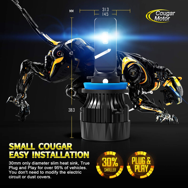 Cougar Motor X-Small H11 H8 H9 LED Bulb, 6500K All-in-One Conversion Kit - Cool White, Replacement Bulbs, Pack of 2 Low Fog Light - LeoForward Australia