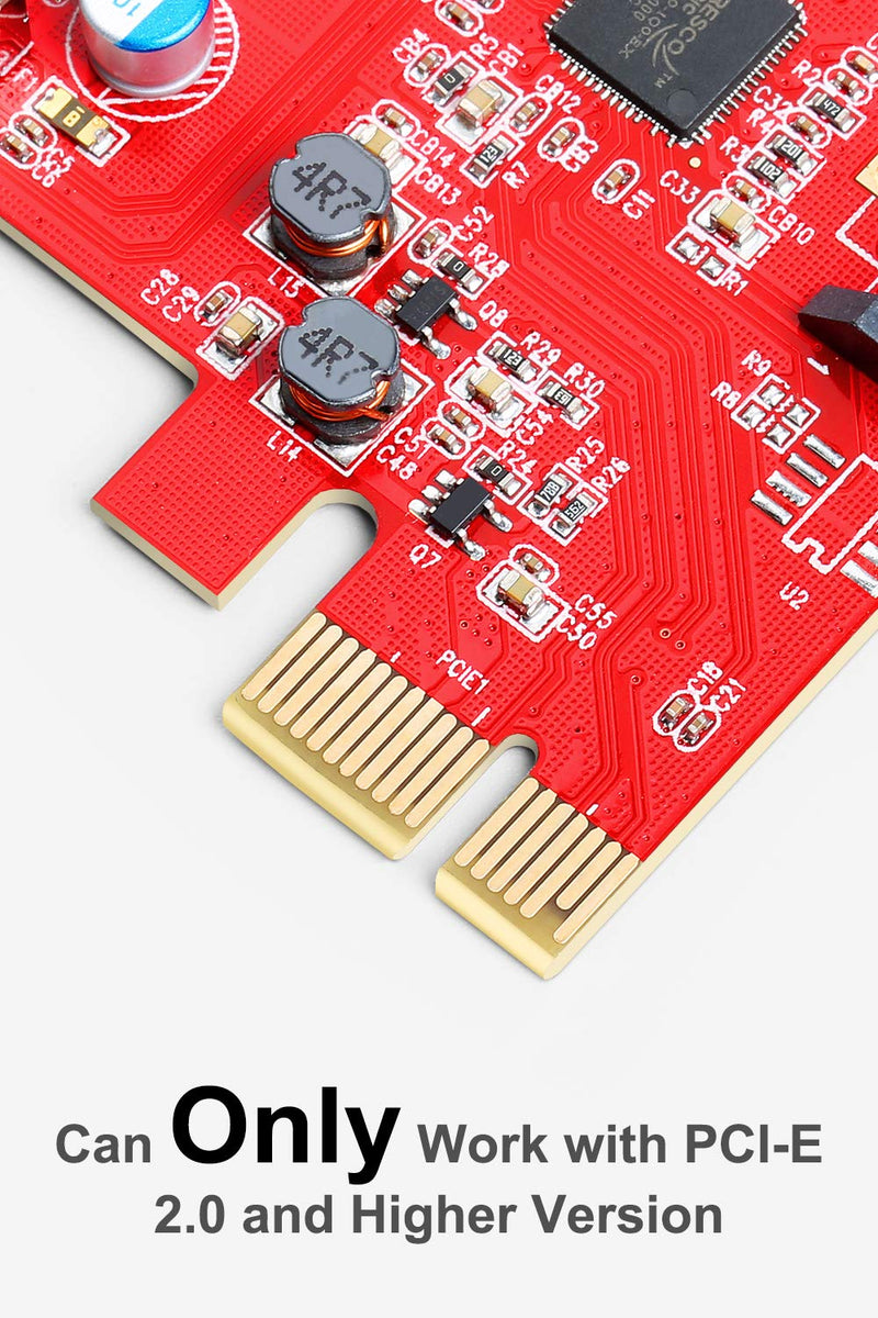  [AUSTRALIA] - Inateck PCI-E to USB 3.0 (5 Ports) PCI Express Card and 15-Pin Power Connector, Red (KT5001)