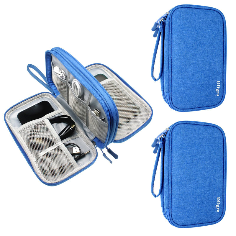  [AUSTRALIA] - DDgro Travel Packing Organizer Pouches for Keeping Electronic Tech Accessories Cables Cords Charger Power Bank Mouse Earphones Pens (Azure Blue, 2pcs-M) Azure Blue