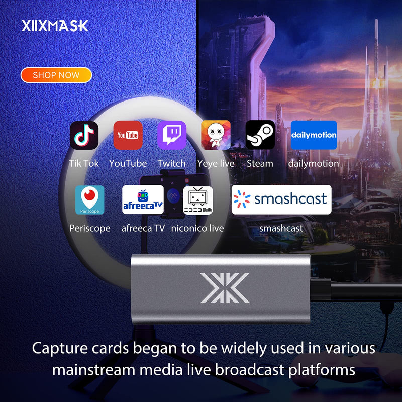  [AUSTRALIA] - XIIXMASK Video Capture Card,HD Capture Card,Audio Video Capture Device,HDMI to USB Audio Video Recording in 1080P@30Hz, for Teaching,Broadcasting,Gaming,Streaming,Video Conference
