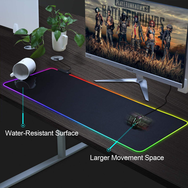 BZseed RGB Gaming Mouse Pad Extended Large LED Mouse Pad Anti-Slip Base Computer Keyboard Mouse Mat for Gaming Computer/Laptops/Office Desk (31.5 x 11.8 x 0.16 in, Black) 31.5 x 11.8 x 0.16 in - LeoForward Australia