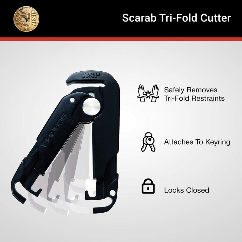 ASP, Inc. Scarab Cutter for Tri-Fold Restraints, Clippers for Safe Removal of Disposable Cuffs, Compact Safety Blade for Removing Bands and Medical Bracelets, Split-Ring Attachment for Keychains - LeoForward Australia