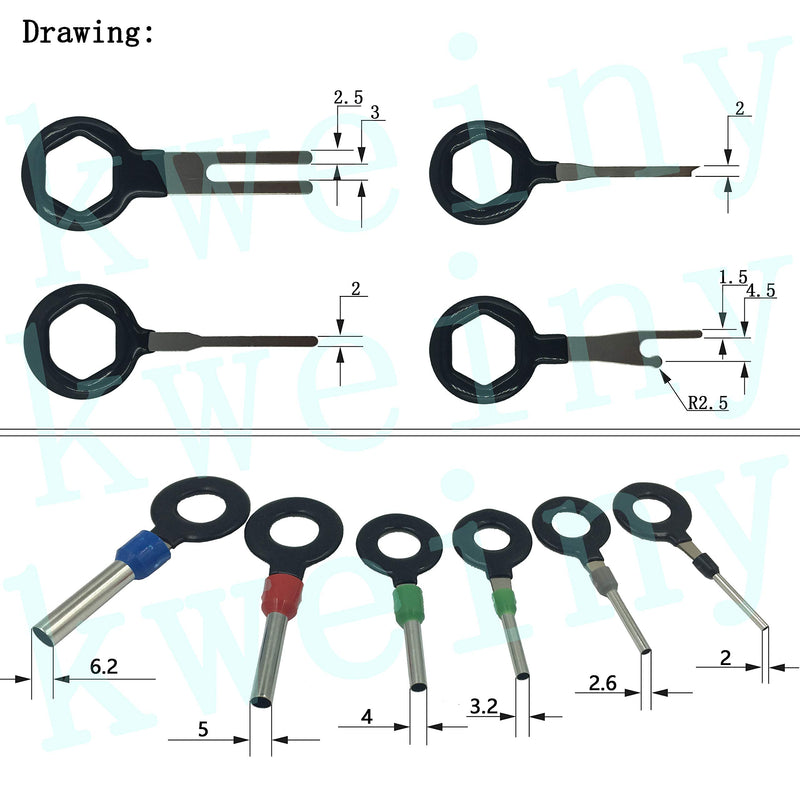 kweiny Auto Terminals Removal Key Tool Set | Car Electrical Wiring Crimp Connector Extractor Puller Release Pin Kit (18 Pieces) - LeoForward Australia