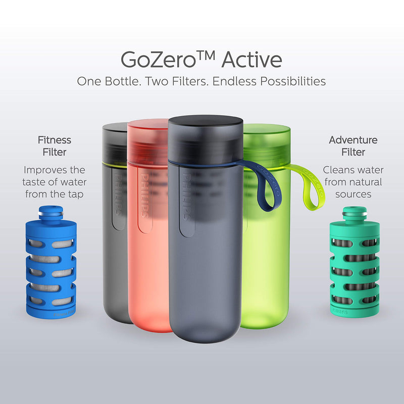  [AUSTRALIA] - Philips GoZero Active Bottle with One Fitness Filter, Squeeze Hydration Bottle, Filtering Water Bottle, Improving Tap Water Taste Blue