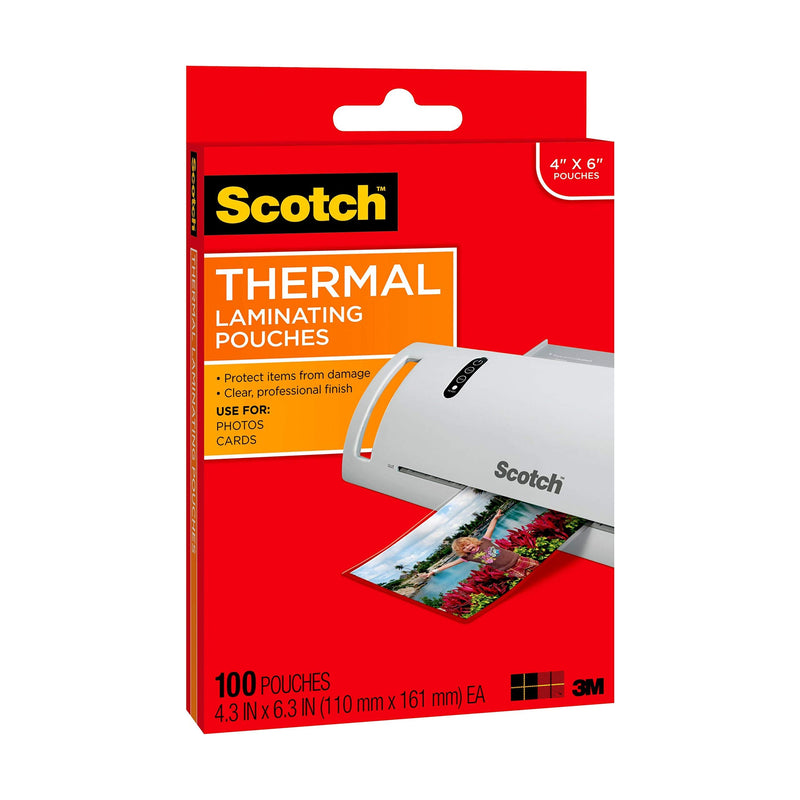  [AUSTRALIA] - Scotch Thermal Laminating Pouches, 5 Mil Thick for Extra Protection, 4.3 Inches x 6.3 Inches, 100 Pouches (TP5900-100)