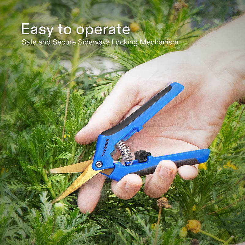  [AUSTRALIA] - VIVOSUN 1-Pack Gardening Hand Pruner Pruning Shear with Titanium Coated Curved Precision Blades Blue
