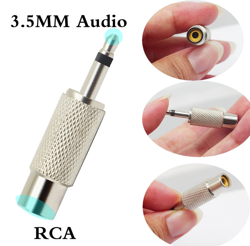 zdyCGTime RCA to 3.5MM Audio TS Adapter 3.5mm 1/8" Mono Plug Male to RCA Female Jack Adaptor Connector（Silver (2 Packs, 2-Pole) 2 Packs, 2-Pole - LeoForward Australia