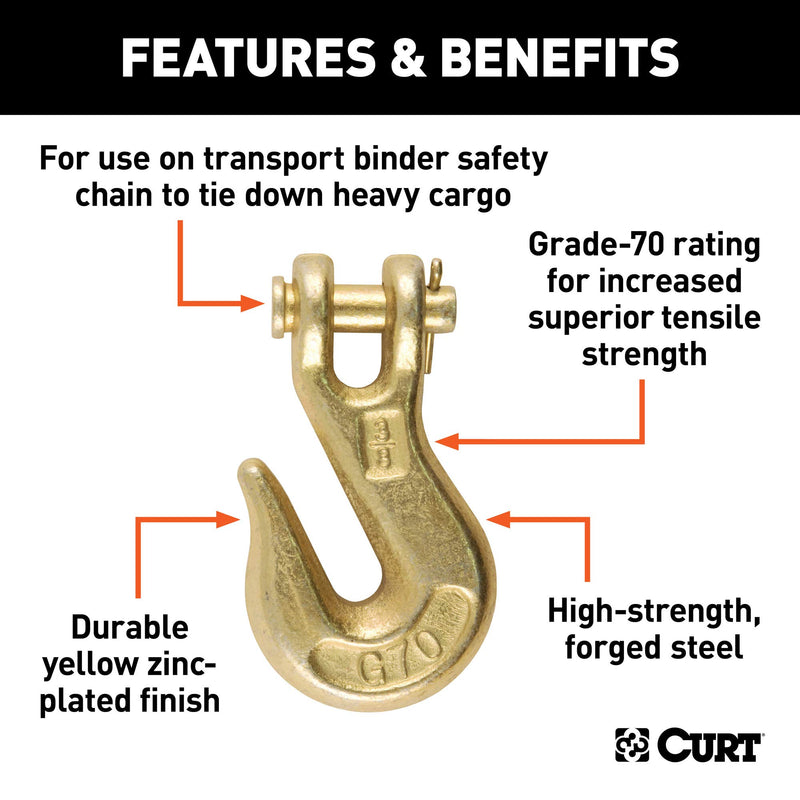  [AUSTRALIA] - CURT 81438  3/8-Inch Forged Steel Clevis Grab Hook, 6,600 lbs. Work Load