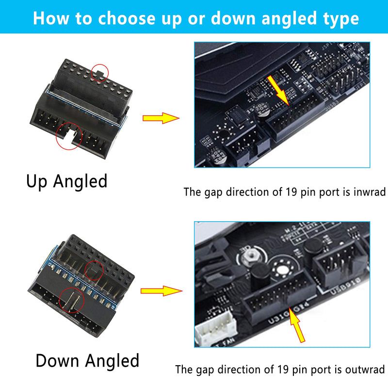 Right Angled USB 3.0 20-pin Male to Female Extension Adapter,Gelrhonr Desktop Motherboard 90 Degree Angled USB 3.0 19-Pin Motherboard Internal Header-Black 2PCS - LeoForward Australia