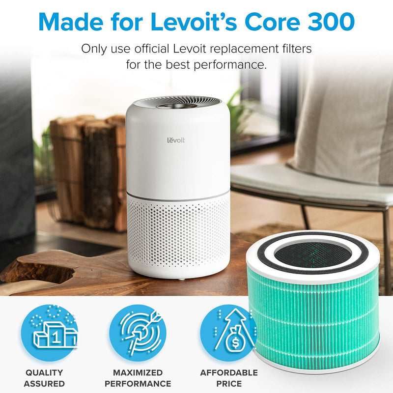LEVOIT Air Purifier Toxin Absorber Replacement Filter, 3-in-1 True HEPA, High-Efficiency Activated Carbon, Core 300-RF-TX, 1 Pack, Green - LeoForward Australia