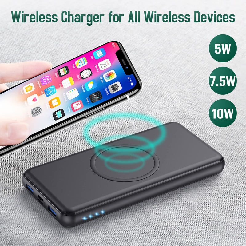  [AUSTRALIA] - Ekrist Wireless Portable Charger Power Bank, PD 26800mAh Quick Cell Phone Wireless Charging, 2 Input+4 Output QC3.0 External Power Delivery USB-C Battery Pack Compatible with iPhone 12/11, Samsung