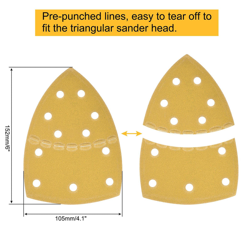  [AUSTRALIA] - uxcell 11 Holes Triangle Sandpaper 240 Grits (P240) Fine Abrasive 6-Inch Aluminum Oxide Sanding Sheets Hook and Loop Backed 5pcs