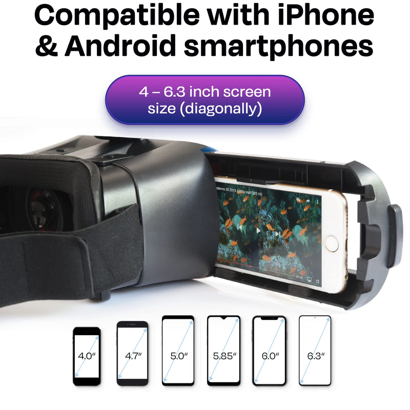  [AUSTRALIA] - VR Headset Compatible with iPhone & Android Phone - Universal Virtual Reality Goggles - Play Your Best Mobile Games 360 Movies with Soft & Comfortable New 3D VR Glasses | Blue | w/ Eye Protection