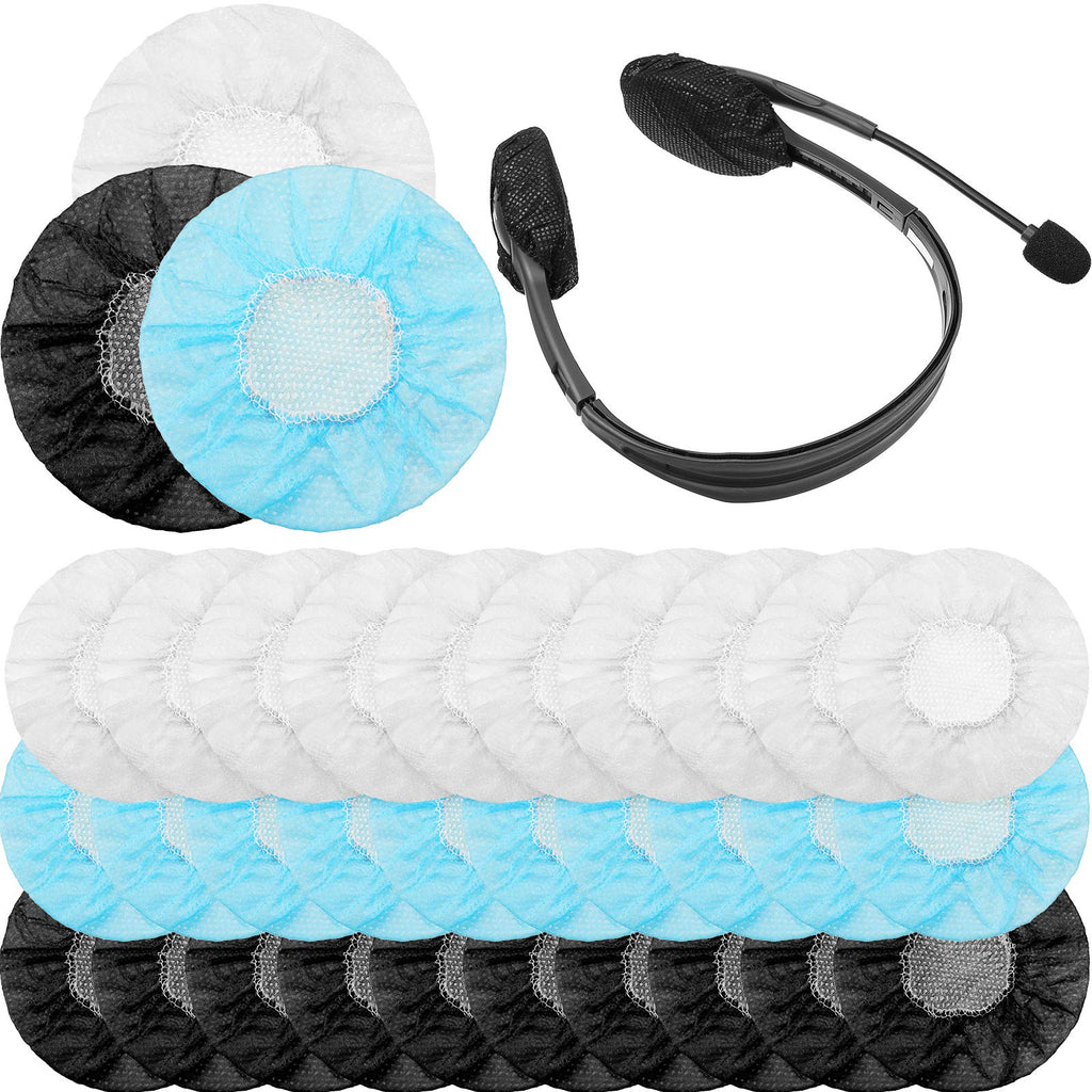  [AUSTRALIA] - 300 Pieces Disposable Headphone Covers Non Woven Sanitary Headphone Ear Covers Black Fabric Headset Covers Ear Pad Covers for Headphones, 11 Cm/ 4.3 Inch (White, Blue, Black, S-6.5 cm)