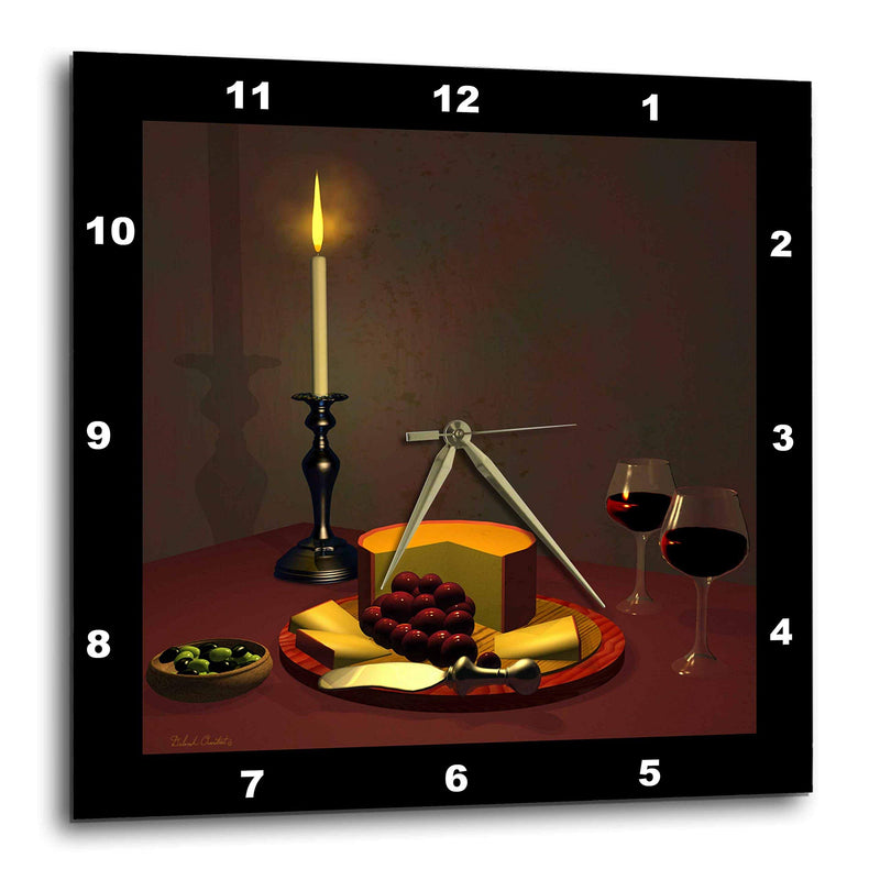 Dream Essence Designs This 3D Artwork Features Aged Cheese and Fine Wine Wall Clock, 10 by 10-Inch 10x10 Wall Clock - LeoForward Australia