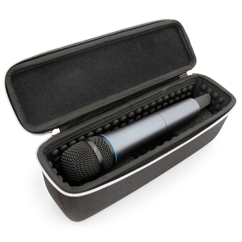  [AUSTRALIA] - CASEMATIX Wireless Microphone Case Compatible with 11" Wireless Mic System Handheld Microphones, Compact Mic Bag Fits Up To Two Mics With Padded Interior, Hard Shell Exterior, Carry Handle -Case Only