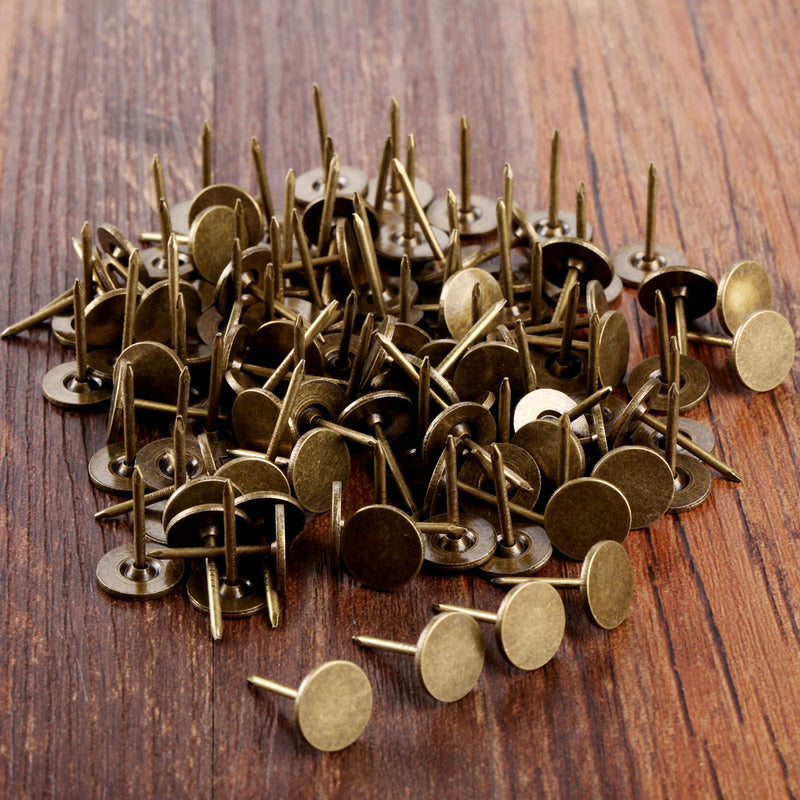  [AUSTRALIA] - dophee 100Pcs Iron 0.43"x0.67" Vintage Style Flat Upholstery Nails Studs Tacks Pins for Furniture Sofa Door Decoration Style 2