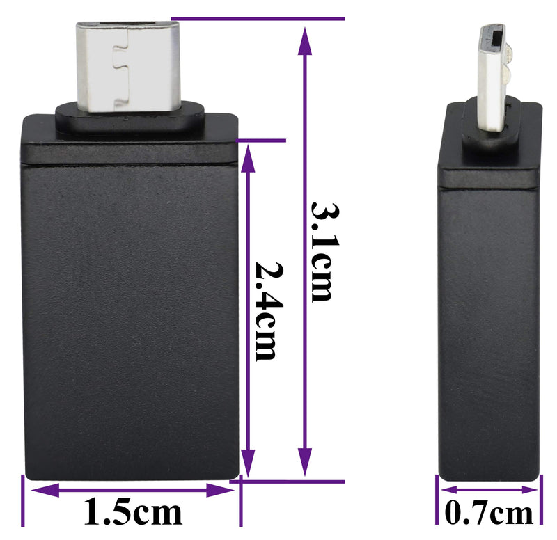  [AUSTRALIA] - AAOTOKK OTG Micro to USB Adapter, Aluminum Alloy Micro USB Male to USB 2.0 A Female OTG (On The Go) Adapter for Android Smartphone Tablets More USB and Micro Devices (2 Pack-Black) Black