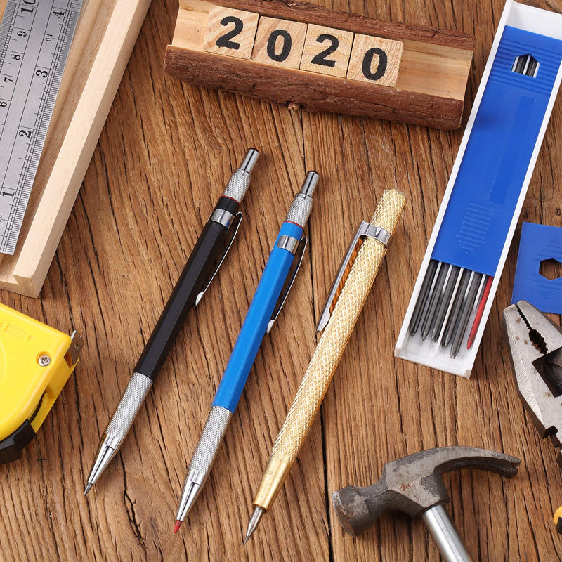  [AUSTRALIA] - Carpenter Pencils with Marker Refills and Carbide Scriber Tool for Glass, Ceramics, Hardened Steel (15 Pieces) 15