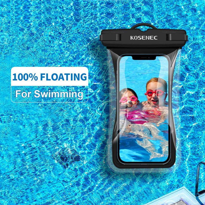  [AUSTRALIA] - Waterproof Phone Pouch, [2-Pack] Floating IPX8 Universal Cell Phone Waterproof Case Underwater Dry Bag with Lanyard Take Pictures Compatible with iPhone, Samsung and More Up to 6.9'' Black+Black