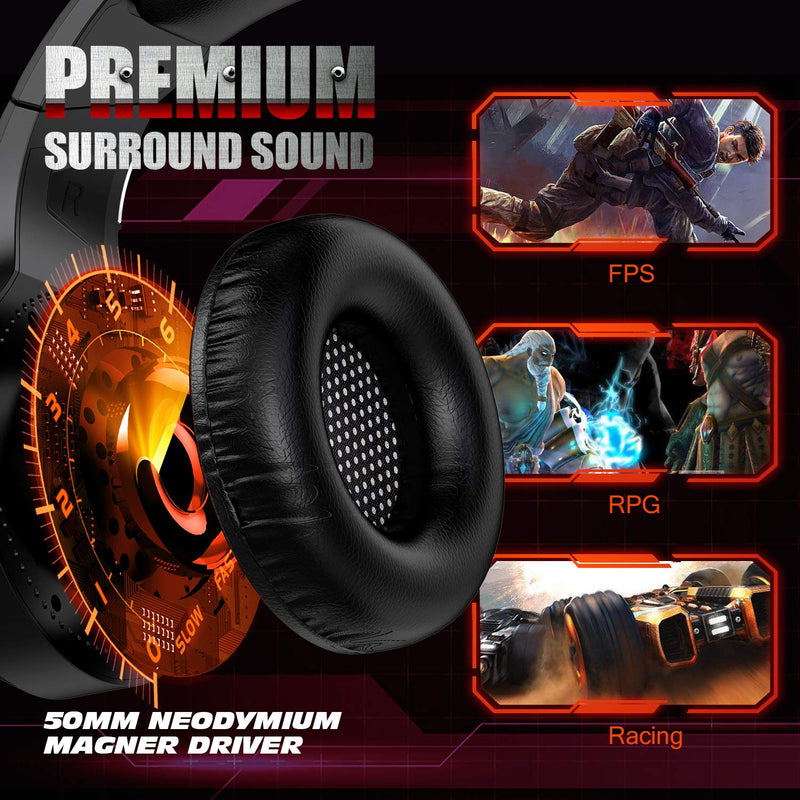  [AUSTRALIA] - Gaming Headset Xbox One Headset with Stereo Surround Sound,PS4 Gaming Headset with Mic & LED Light Noise Cancelling Over Ear Headphones Compatible with PC, PS4,PS5, Xbox One,Mac RGB