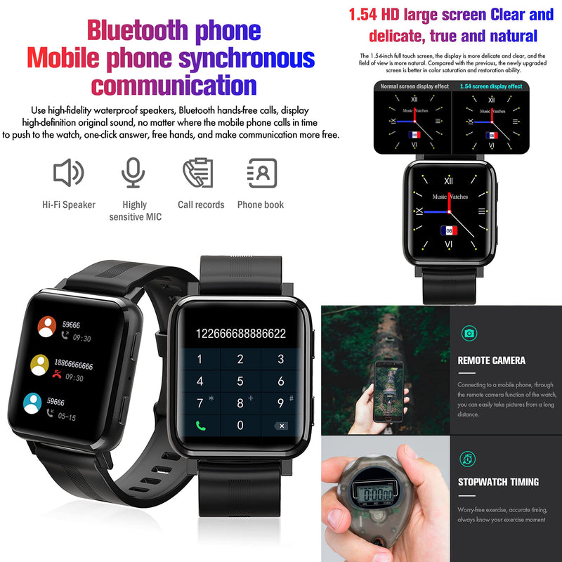  [AUSTRALIA] - Smart Watch, Fitness Tracker with Heart Rate Monitor, Activity Tracker with 1.54 Inch Touch Screen, IP67 Waterproof Pedometer Smartwatch with Sleep Monitor, Step Counter for Women and Men Black