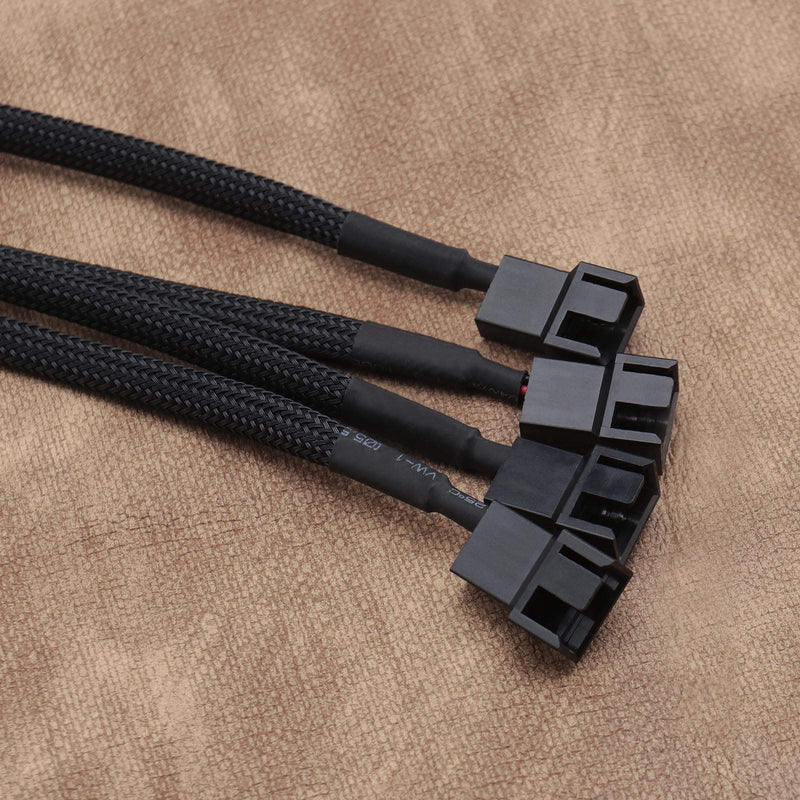 [AUSTRALIA] - 12v 4 Pin Molex to 4 x 3/4 pin PC Case Cooling Fan Converter Cable Black for Computer Cooler Cooling Fan Splitter Y Power Cable