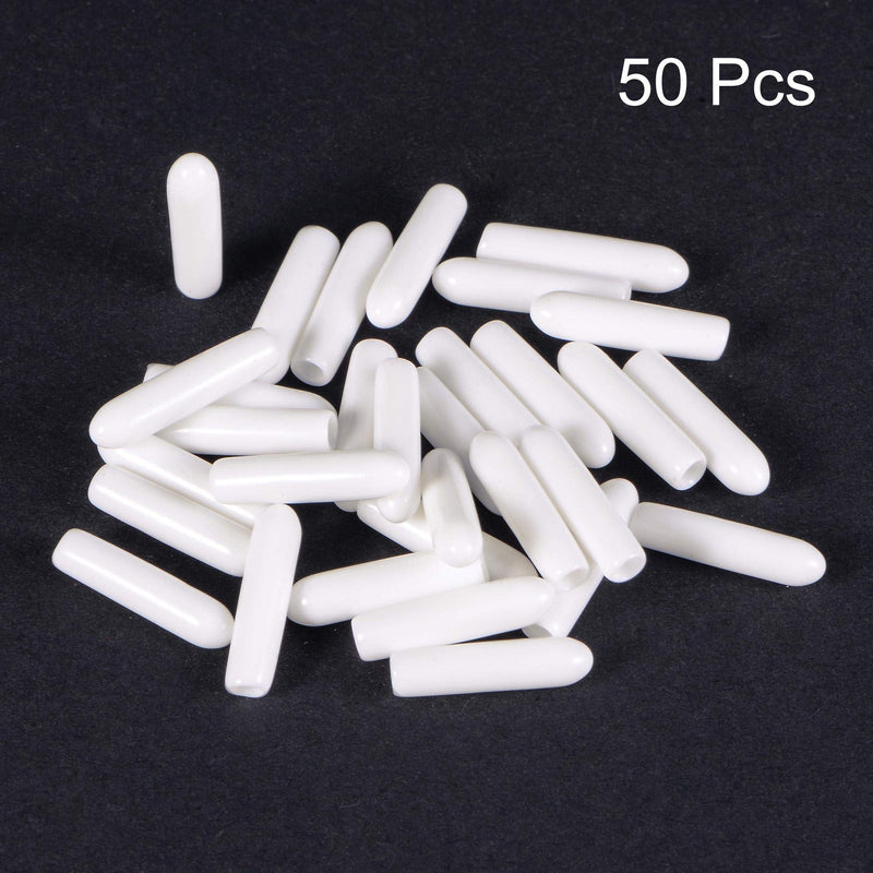  [AUSTRALIA] - uxcell 50pcs Round Rubber End Caps 5/64"(2mm) White Vinyl Cover Screw Thread Protectors 2mm x 15mm